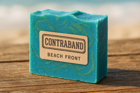 Contraband Beach Front with blue base and green swirls